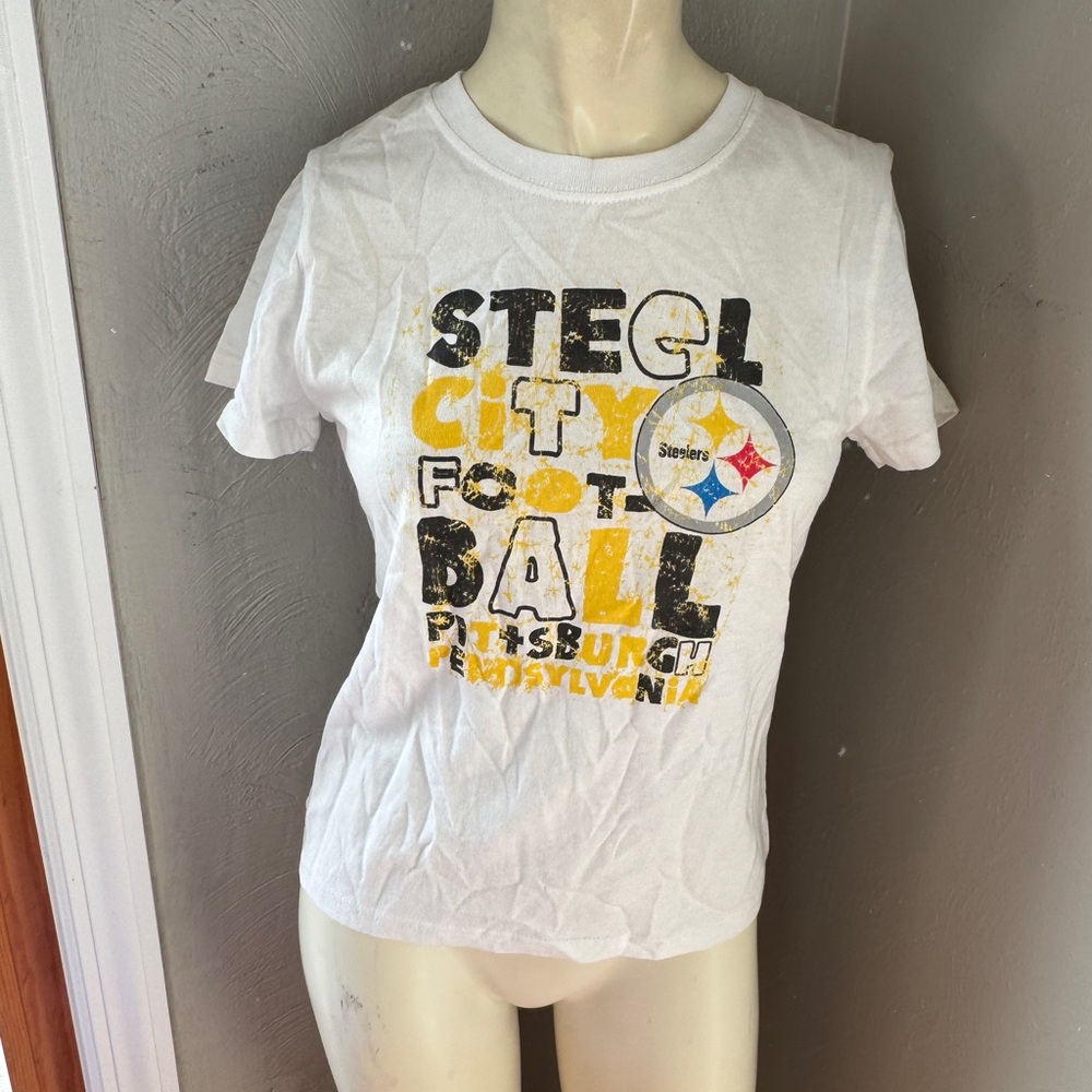 Pittsburgh Steelers NFL Reebok short sleeve ,girls, white tshirt size 14 NWT